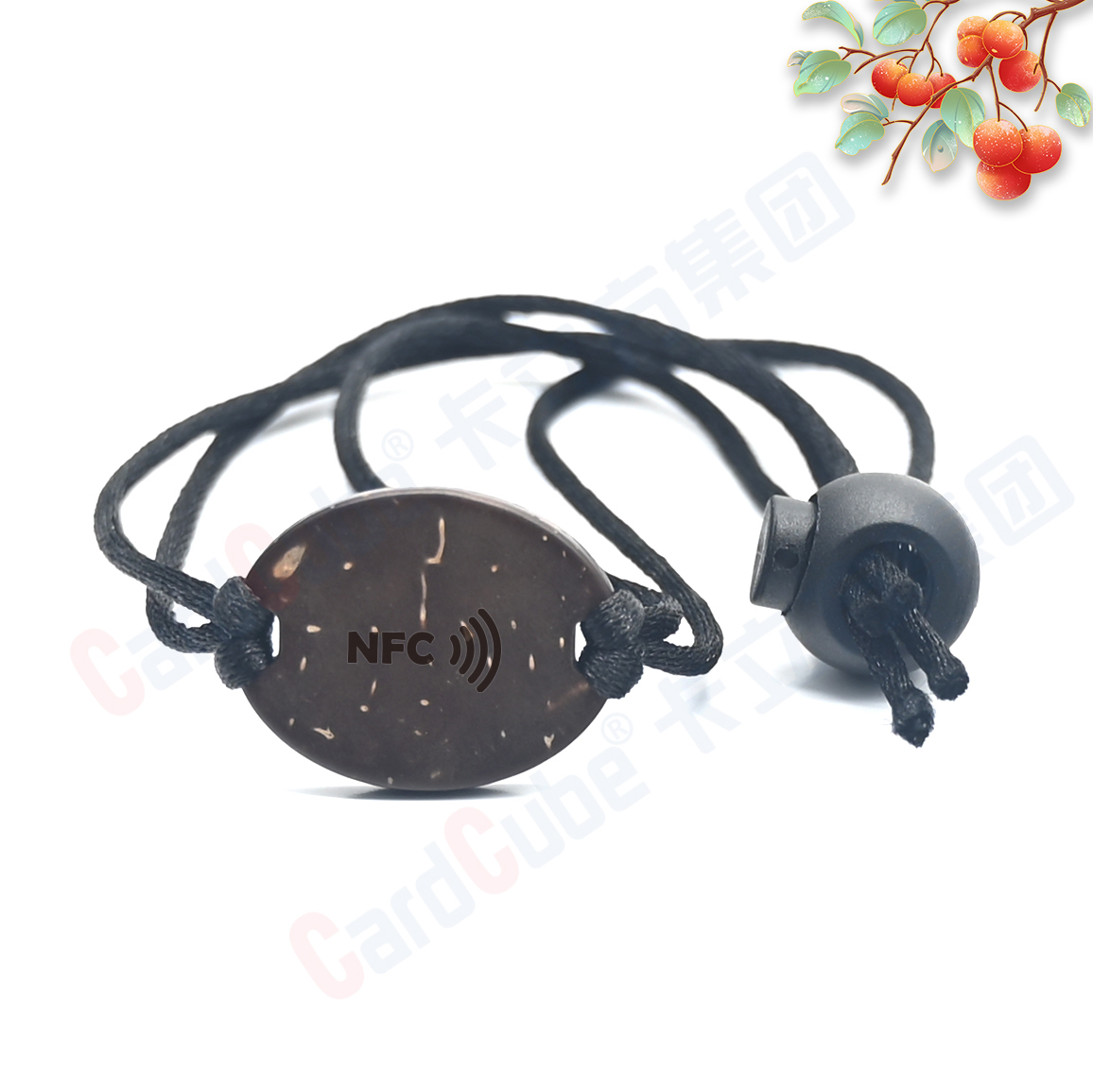 Eco-Friendly NFC RFID Coconut Shell Disposable Wristband with Woven Strap