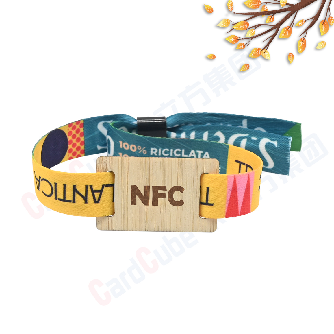 Custom RFID Wooden Tag Fabric Wristband Direct Manufacturer